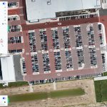 Graphic displaying parking stalls as seen from a drone in a parking study